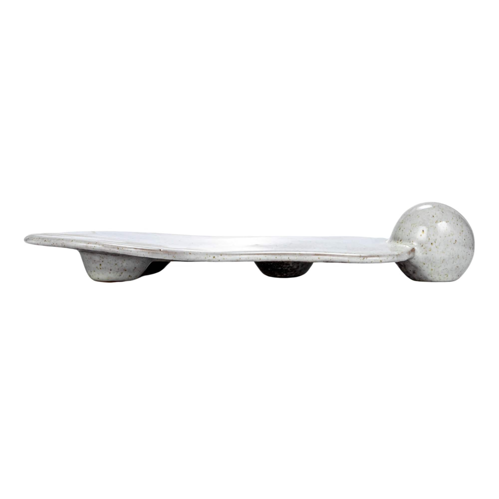 Hello Honey® 10.25" Cream Reactive Glaze Stoneware Tray with Ball